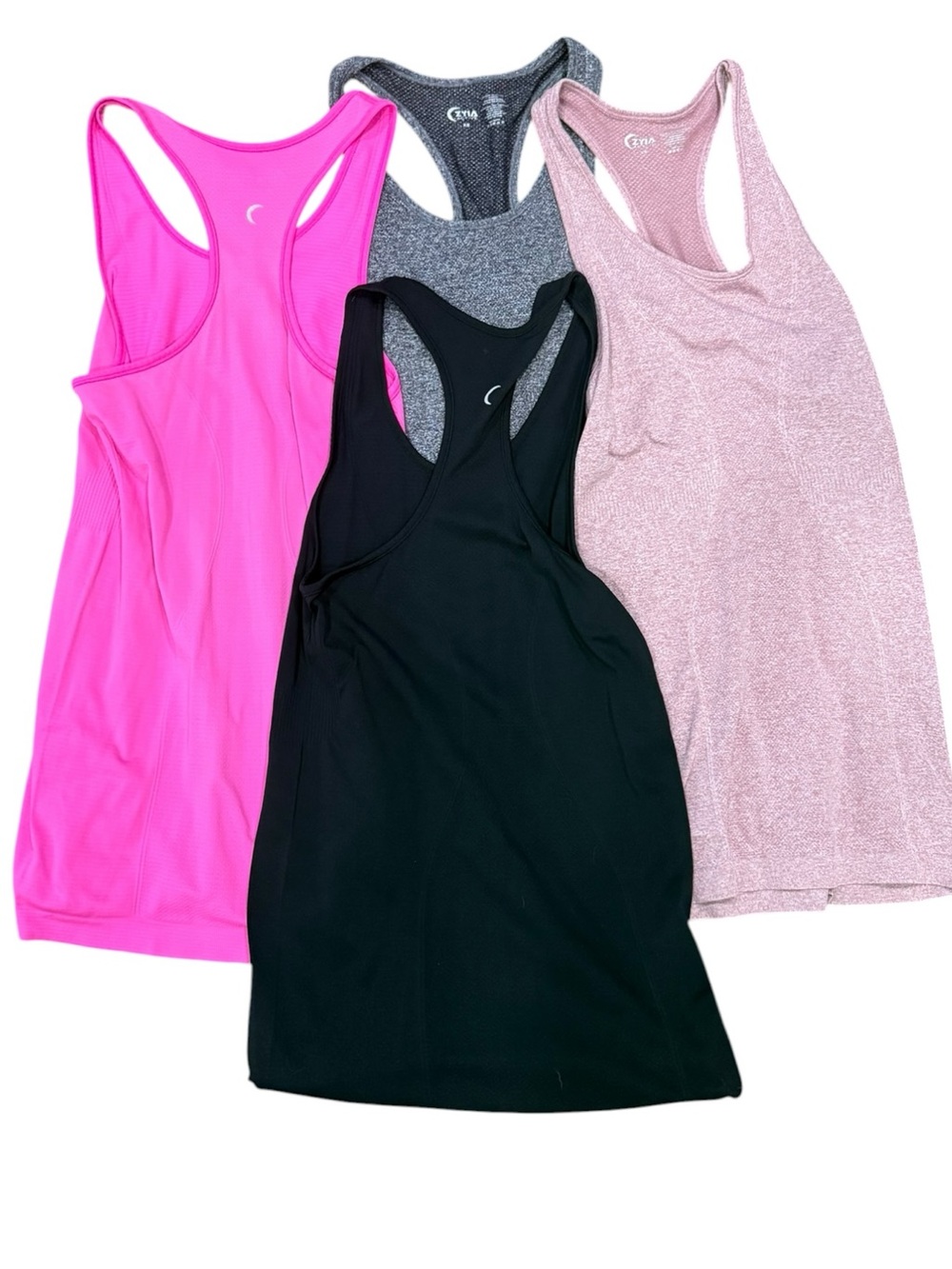ZYIA Copper Charged Seamless Racerback Tanks(4 set) pink/gray/black Size XS